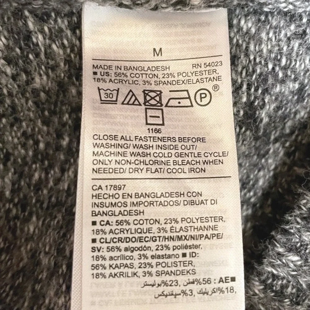 Old Navy Men's Shawl Collar Sweater‎ Marl Gray Speckled Knit Pullover Size M